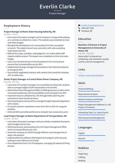 Corporate resume template preview